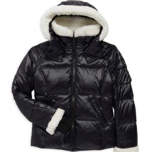 S13 SAKS Girl's Faux Fur-Trim Down Puffer Jacket Size 10